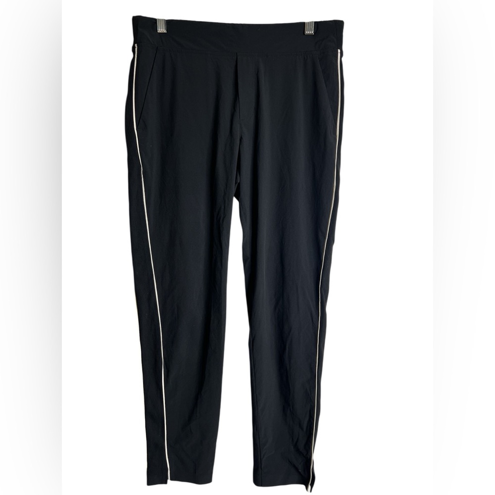 Athleta Black Joggers with White Trim – Sleek & Comfortable